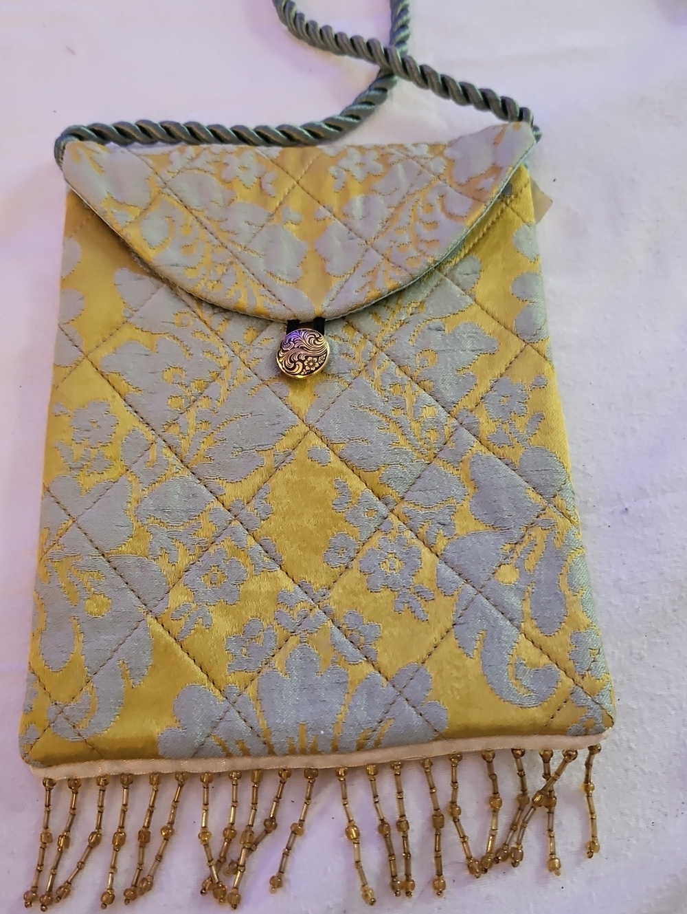 Tarot Bag Vintage Floral Beaded Fringe Purse Ooak